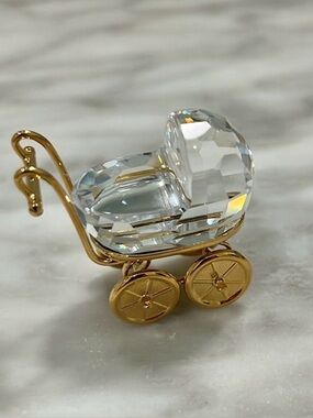 Swarovski Crystal Memories Classics Baby Carriage Gold Collectible Mom Gift